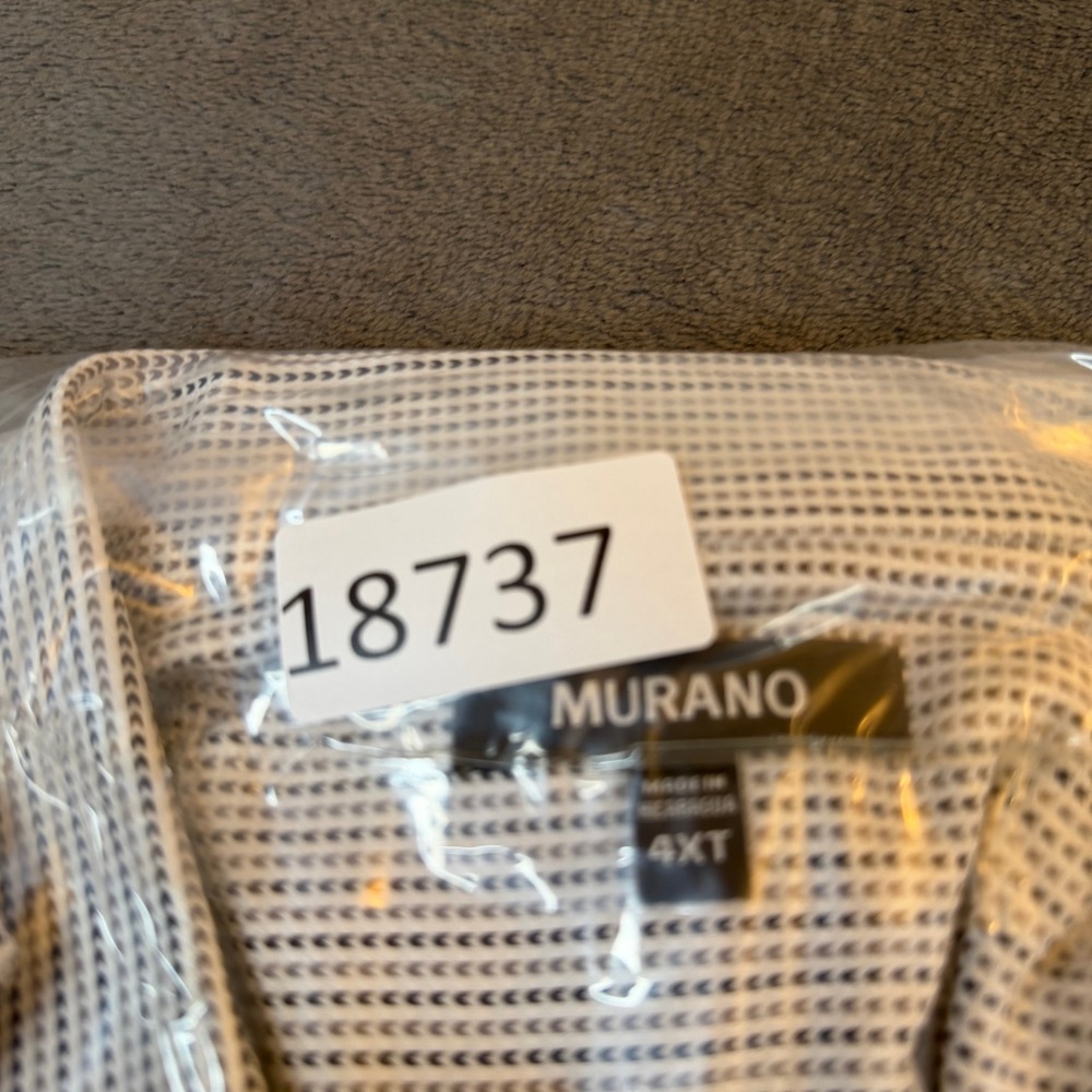 Murano Dress Shirt Mens 4X Large Tall White Black Geometric Long Sleeve Cotton - Picture 12 of 12